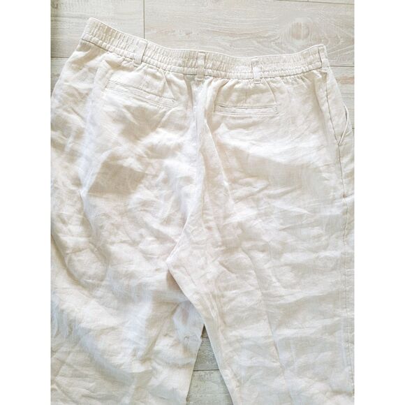 Lands End 18W High Rise Wide Leg 100% Linen Pants Tan Pockets Zip Button - Picture 6 of 8